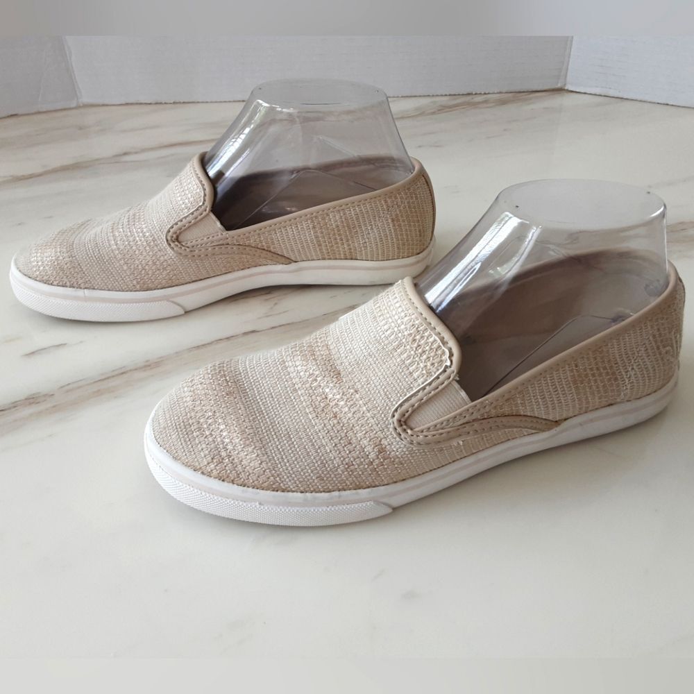 Lauren by Ralph Janis Beige Faux Straw Textured Slip On Sneaker Sz. 7B